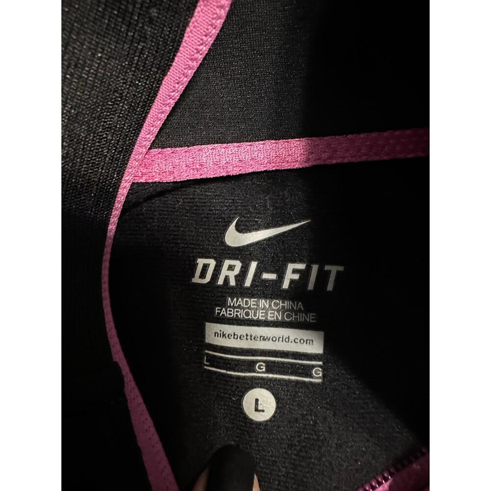 Nike Dri-Fit Full Zip Track Jacket Women's Size Large Black Pink Athleisure - Picture 4 of 6